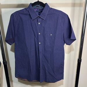 Ted Baker Blue Dotted Short Sleeve Shirt